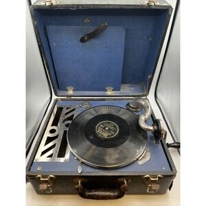 Antique Brunswick Model 102 Portable Suitcase Gramophone Works